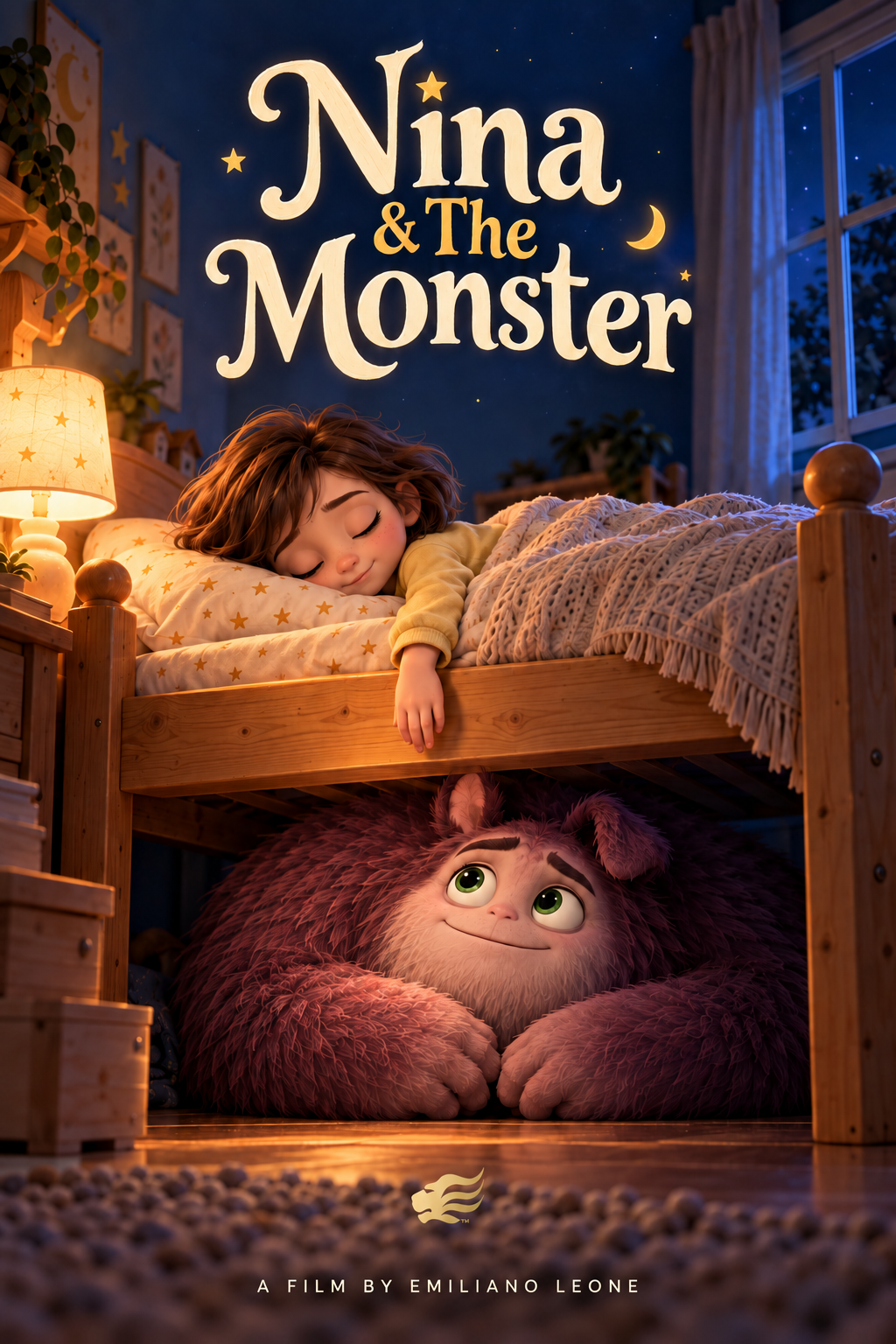 Locandina di NINA & THE MONSTER: Nina dorme nel suo letto, sotto il letto il mostro di pelo veglia su di lei
